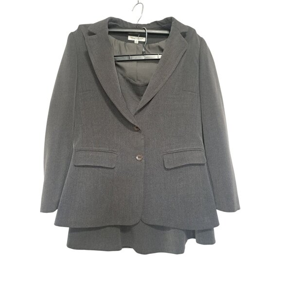Travel Smith Womens Gray Two-Piece Suit Set Blazer & Skirt Size 12 Made In Canad - Picture 4 of 9